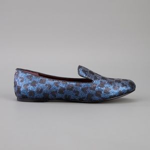 Marc Jacobs Black Blue Sequin Loafer Slipper Shoes